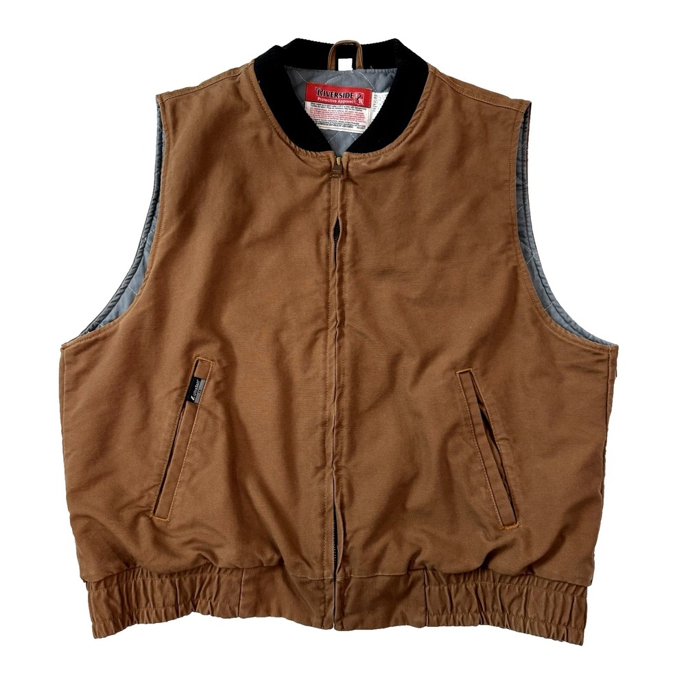 Riverside Westex FR Quilted Duck Vest Men L Zip Up Sleeveless Work Jacket CAT 4